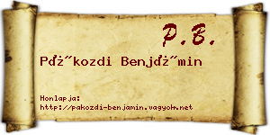Pákozdi Benjámin névjegykártya